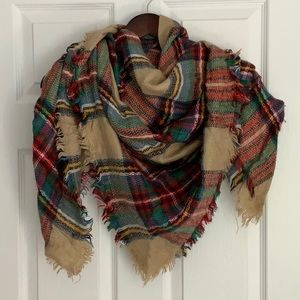 Plaid blanket scarf